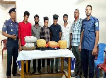 লাখাইয়ে ১৩ কেজি গাঁজাসহ ৪ জন আটক 